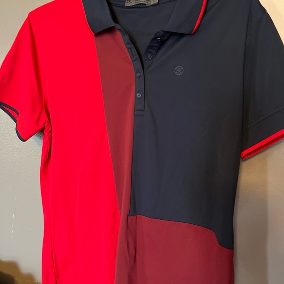 G/FORE Vibrant Red and Navy Polo - Picture 1 of 4